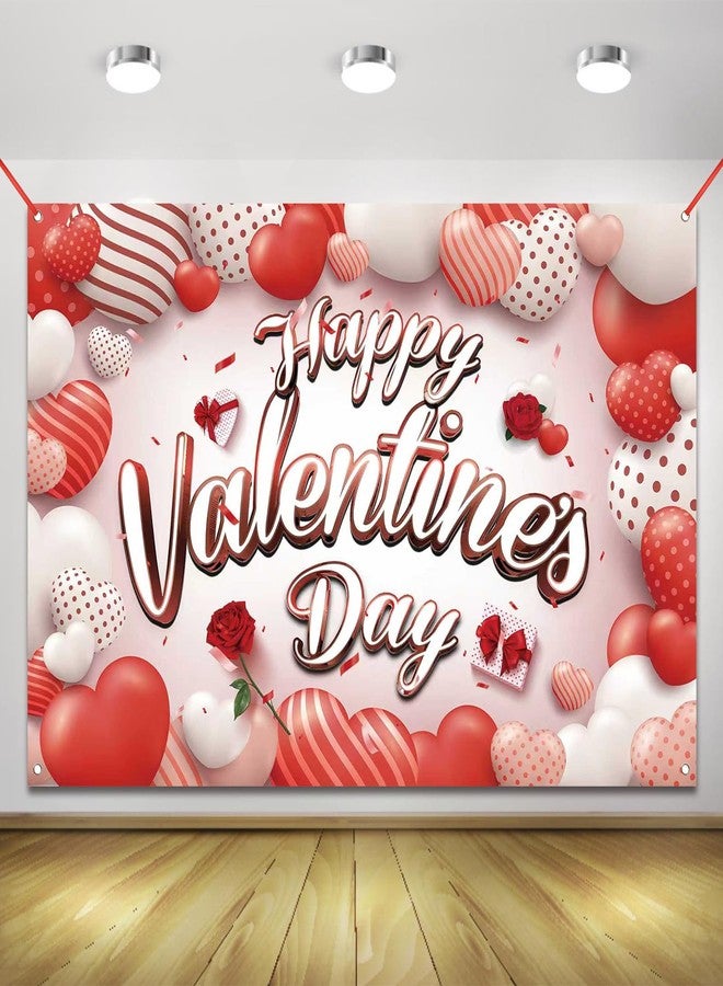 Zeptrix Happy Valentines Day Banner Valentines Backdrop for Photography Valentines Day Decorations Valentine's Birthday Indoor Outdoor Holiday Background Home Wall Garage Door Party Supplies 71x43 Inch - Image 1