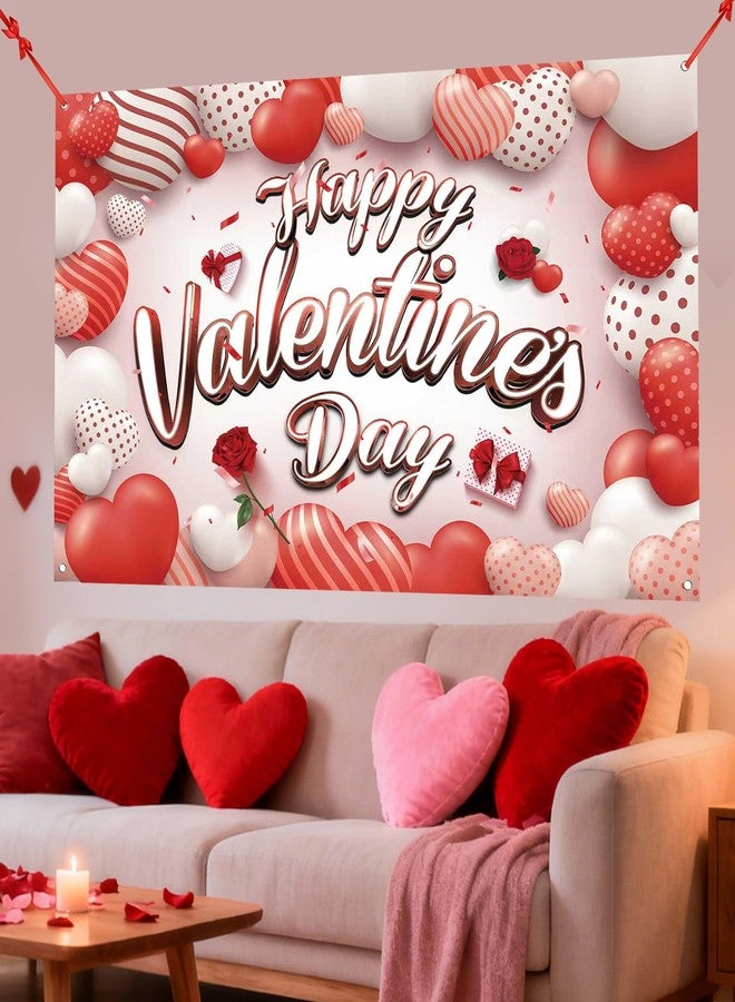 Zeptrix Happy Valentines Day Banner Valentines Backdrop for Photography Valentines Day Decorations Valentine's Birthday Indoor Outdoor Holiday Background Home Wall Garage Door Party Supplies 71x43 Inch - Image 5