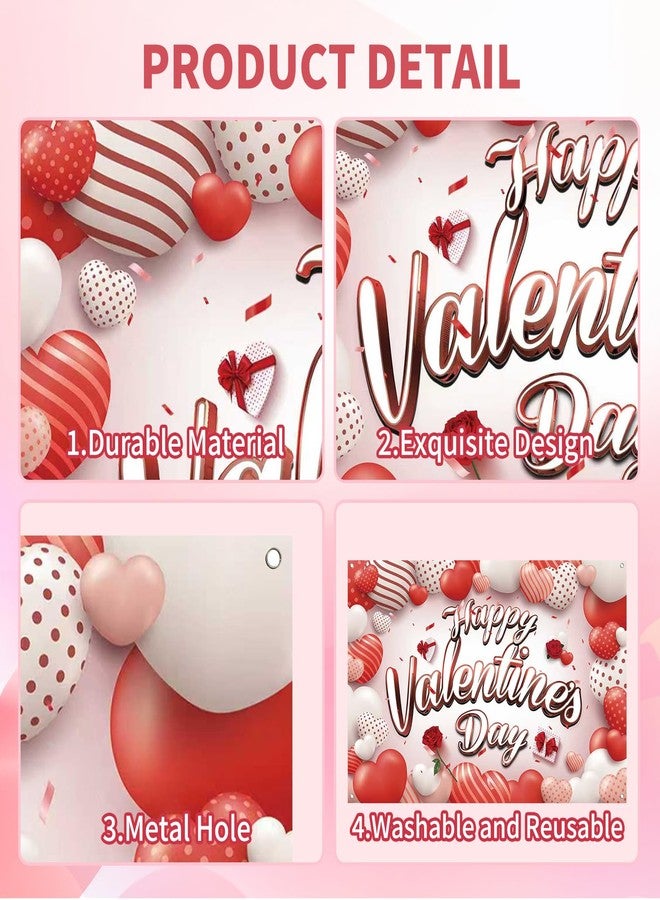 Zeptrix Happy Valentines Day Banner Valentines Backdrop for Photography Valentines Day Decorations Valentine's Birthday Indoor Outdoor Holiday Background Home Wall Garage Door Party Supplies 71x43 Inch - Image 3