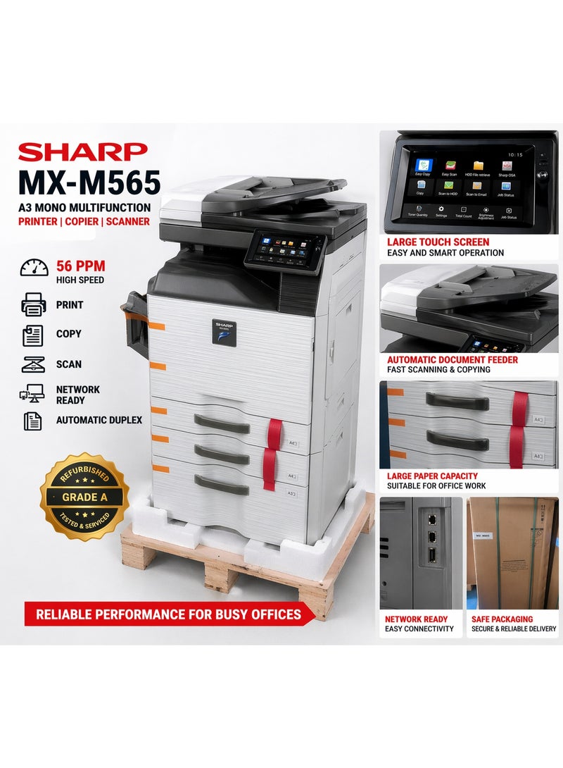 شارب MX-M565 طابعة متعددة الوظائف أحادية اللون A3 مع ناسخة وماسحة وطباعية مزدوجة الشبكة مجددة - Image 3