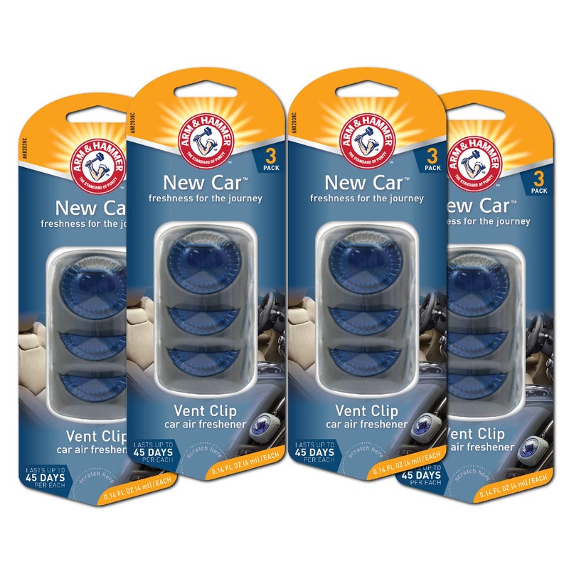 Arm & Hammer AH8203NC New Car Freshness Vent Clip for Car Air Freshener 4 Pack of 3 Piece in Each - Image 1