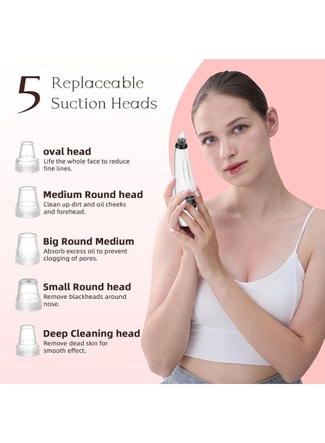 LENND Blackhead Remover Pore Vacuum, Blackhead Extractor Tool Facial Pore Cleaner Electric Comedone Whitehead Extractor Tool-5 Suction Power,5 Probes,USB Rechargeable Blackhead Vacuum Kit - Image 5
