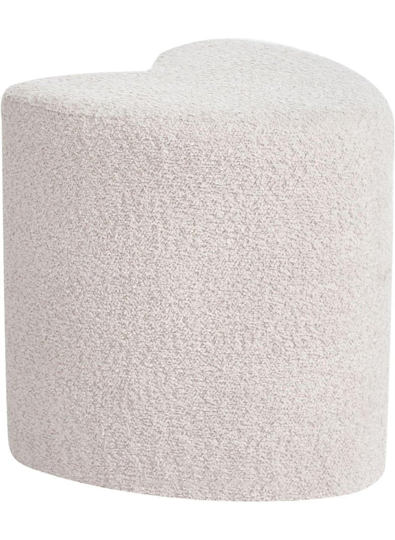 Heart-shaped chair in beige chenille fabric - Image 1