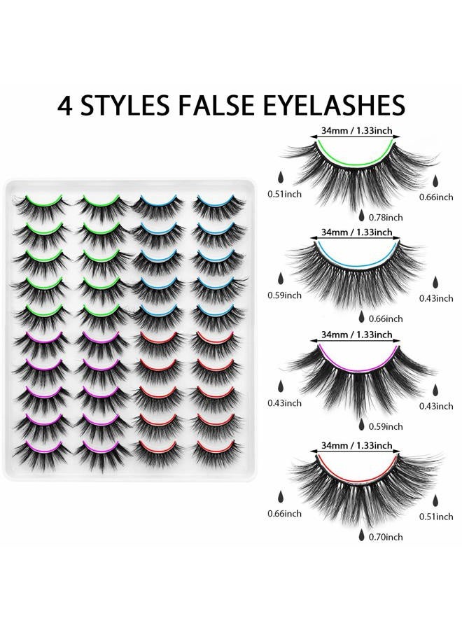 DYSILK (20 pairs, 2041) - 20 Pairs 4 Styles 3D Faux Mink Eyelashes Fluffy Dramatic Look False Eyelashes Wispy Long Handmade Natural Fake Eyelashes Soft Reusable Makeup Thick Lashes - Image 5