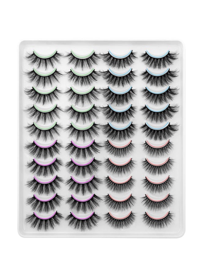 DYSILK (20 pairs, 2041) - 20 Pairs 4 Styles 3D Faux Mink Eyelashes Fluffy Dramatic Look False Eyelashes Wispy Long Handmade Natural Fake Eyelashes Soft Reusable Makeup Thick Lashes - Image 3