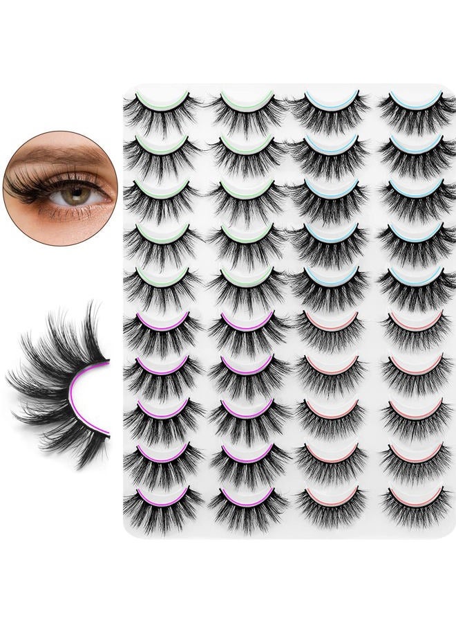 DYSILK (20 pairs, 2041) - 20 Pairs 4 Styles 3D Faux Mink Eyelashes Fluffy Dramatic Look False Eyelashes Wispy Long Handmade Natural Fake Eyelashes Soft Reusable Makeup Thick Lashes - Image 2