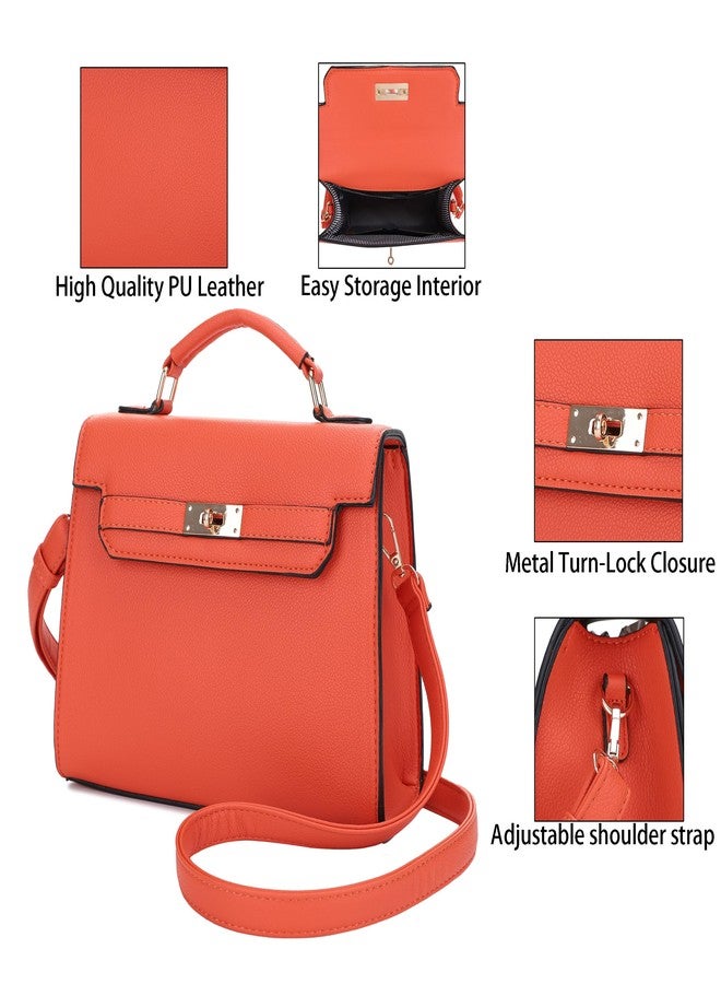 EVVE Women's Top Handle Satchel Bag Vegan Leather Crossbody Handbag with Top Handle and Strap(OR) - Image 4