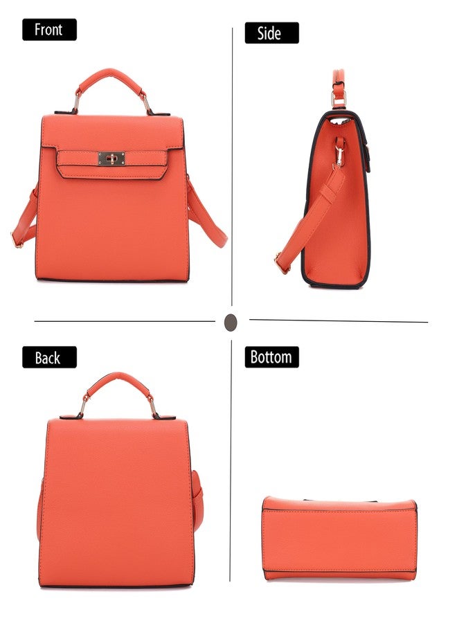 EVVE Women's Top Handle Satchel Bag Vegan Leather Crossbody Handbag with Top Handle and Strap(OR) - Image 5