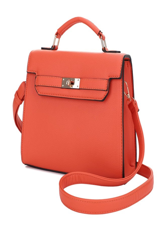 EVVE Women's Top Handle Satchel Bag Vegan Leather Crossbody Handbag with Top Handle and Strap(OR) - Image 1