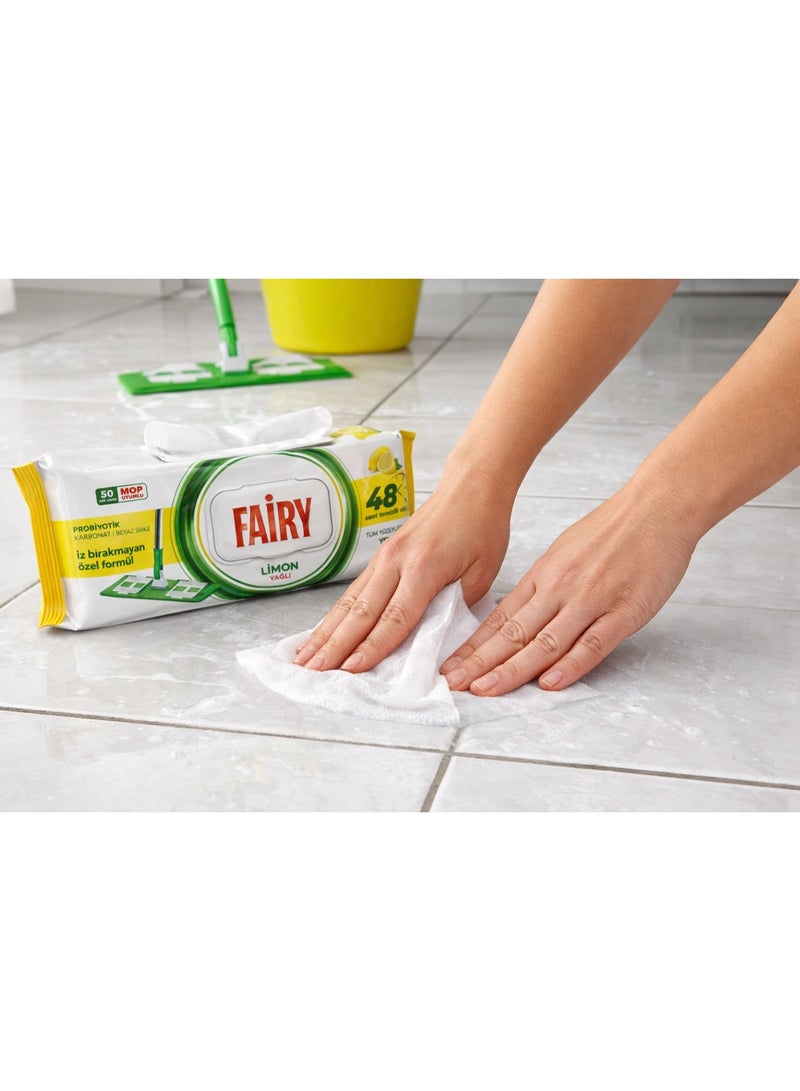 Fairy Lemon Cleaning Wipes (50) Sheets ) – Multi-Surface Antibacterial Wipes, Long-Lasting Freshness, Powerful Grease Removal - Image 2