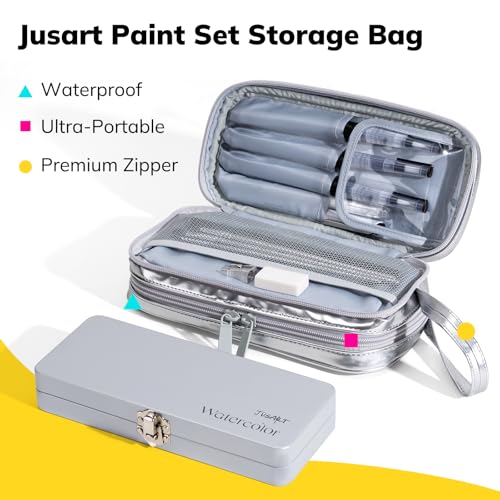 JusArt 100 Colors Watercolor Paint Set,Travel Watercolor Set with Handbag,Art Supplies with Metallic Color, Detail Painting Brushes, Water Brush Pens, Portable Watercolor Supplies for Adult, Artists, Professionals - Image 4