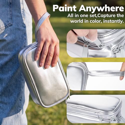 JusArt 100 Colors Watercolor Paint Set,Travel Watercolor Set with Handbag,Art Supplies with Metallic Color, Detail Painting Brushes, Water Brush Pens, Portable Watercolor Supplies for Adult, Artists, Professionals - Image 5