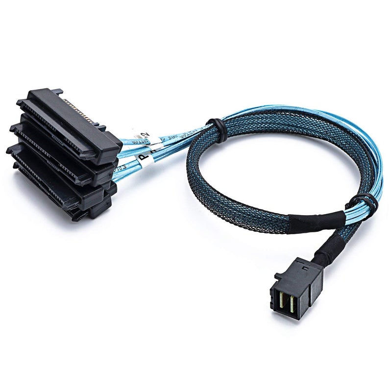 CableDeconn SFF8643 Internal Mini SAS HD to 4 29pin SFF8482 connectors with SAS 15pin Power Port 12GBS Cable 1M H0204 - Image 2