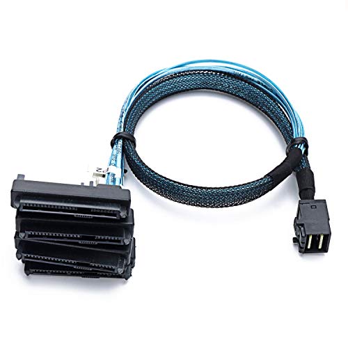 CableDeconn SFF8643 Internal Mini SAS HD to 4 29pin SFF8482 connectors with SAS 15pin Power Port 12GBS Cable 1M H0204 - Image 3