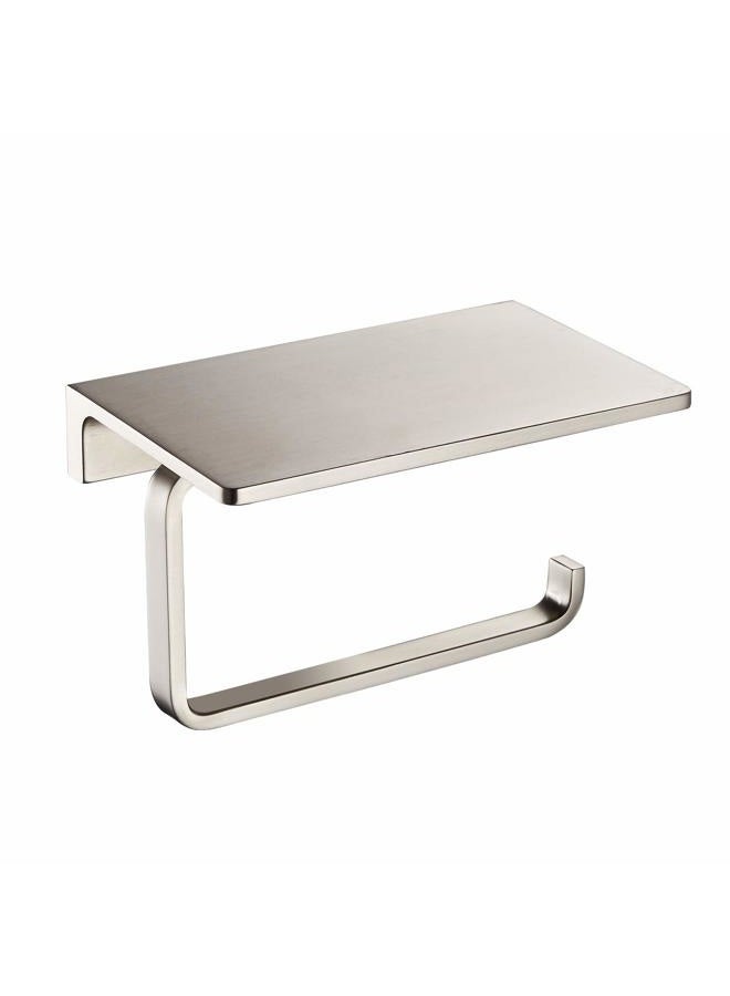 LANGPAI Double Roll Toilet Paper Holder with Shelf Solid Brass and Superior Hotel Style Tissue Dispenser Spared Storage Polished Chrome Finish - Image 1