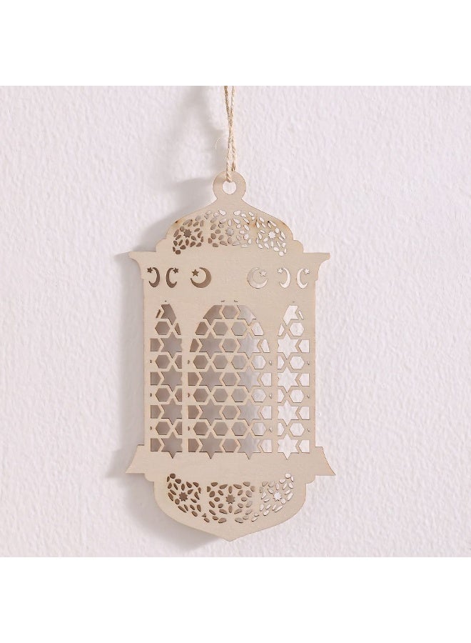 DANUBE HOME Danube Home Afreen Wood Cutwork Lantern Decor - 11.8X0.3X20 Cm Festive Led Lantern For Ramadan & Eid Natural Brown Hanging Ornament Elegant Home Decor Collection Decorative Home Accessories - Image 1