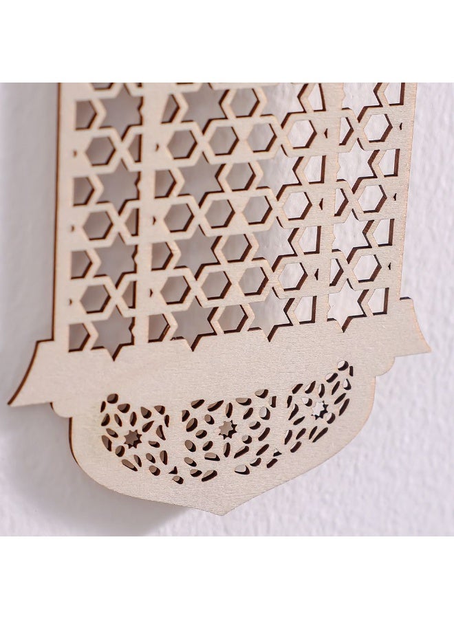 DANUBE HOME Danube Home Afreen Wood Cutwork Lantern Decor - 11.8X0.3X20 Cm Festive Led Lantern For Ramadan & Eid Natural Brown Hanging Ornament Elegant Home Decor Collection Decorative Home Accessories - Image 2