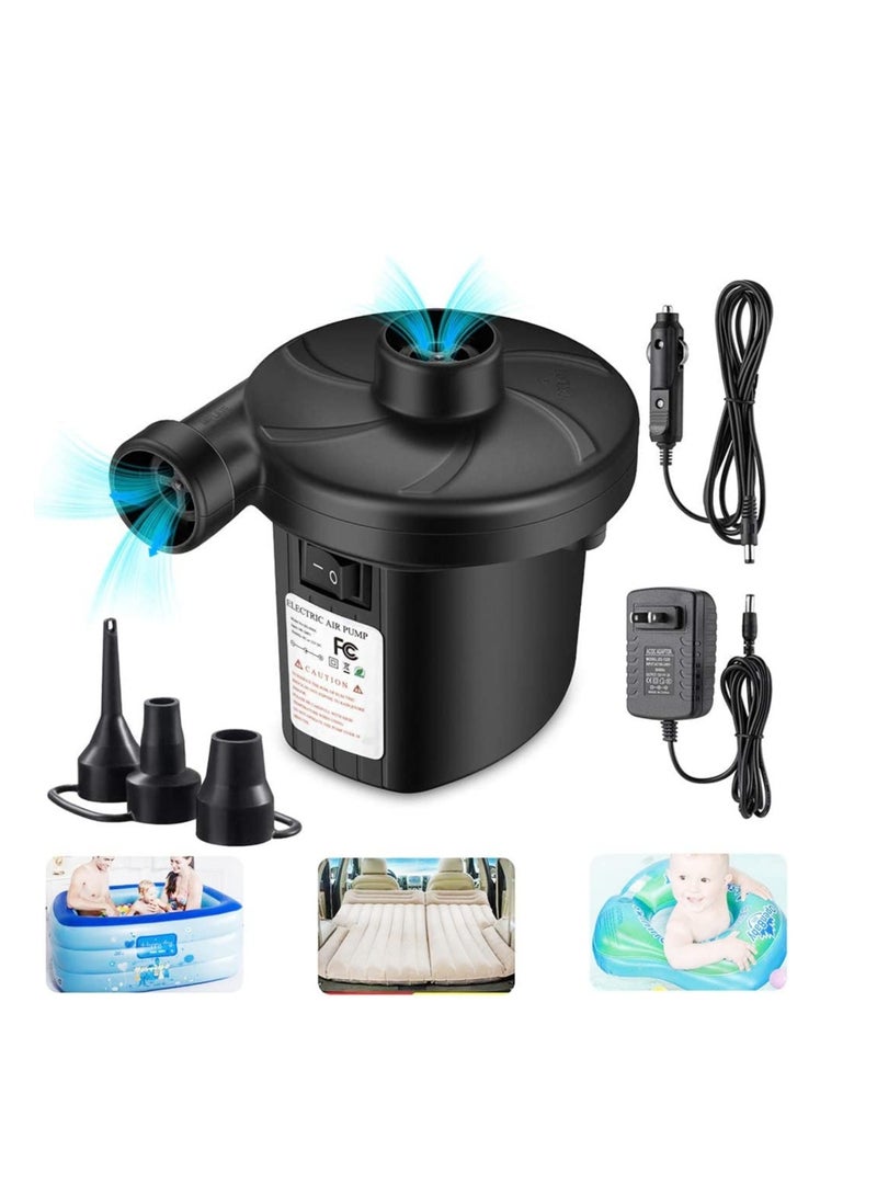 KASTWAVE Electric Air Pump Mattress for Inflatables, 230V AC 12V DC Portable Inflator, Deflator Pumps with 3 Nozzles, Pump for Outdoor Camping, Air Inflatable Beds Boats Raft, Pool Floats Toys - Image 1