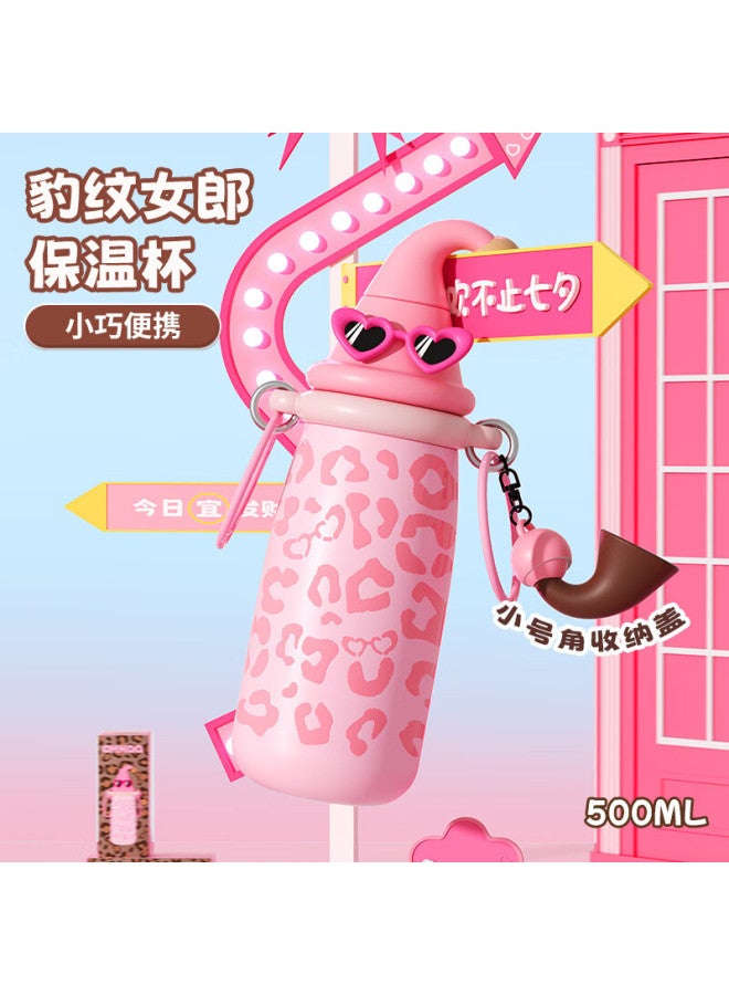 Ohhaa Children's Insulated Cup, Girls' Style, High Aesthetic Value, Straw Pattern, Portable, 316 Stainless Steel, New Design, Stylish Water Bottle