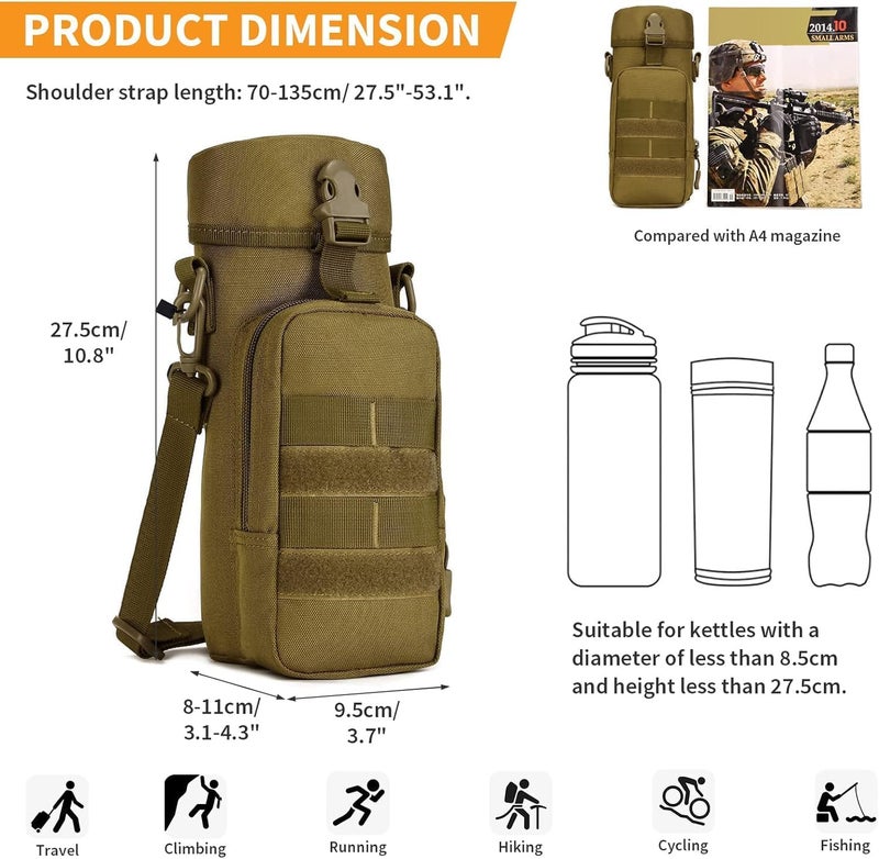 Styxon Tactical Bottle Holder Military Drinking Bottle Bag Molle 1000D Nylon Kettle Water Durable Bottle Carrier for Camping Hiking Cycling - Image 3