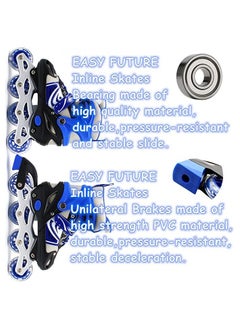 EASY FUTURE Inline Skates Adjustable Size Roller Skates with Flashing Wheels for Outdoor Indoor Children Skate Shoes Including Full Protective Gear Set Blue Colour  - Image 5