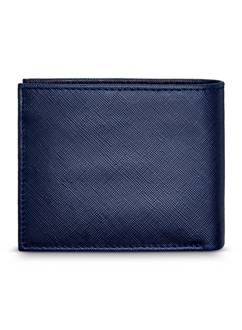بوليس Malino Blue Saffiano Vegan Leather Bi-fold Wallet for Men