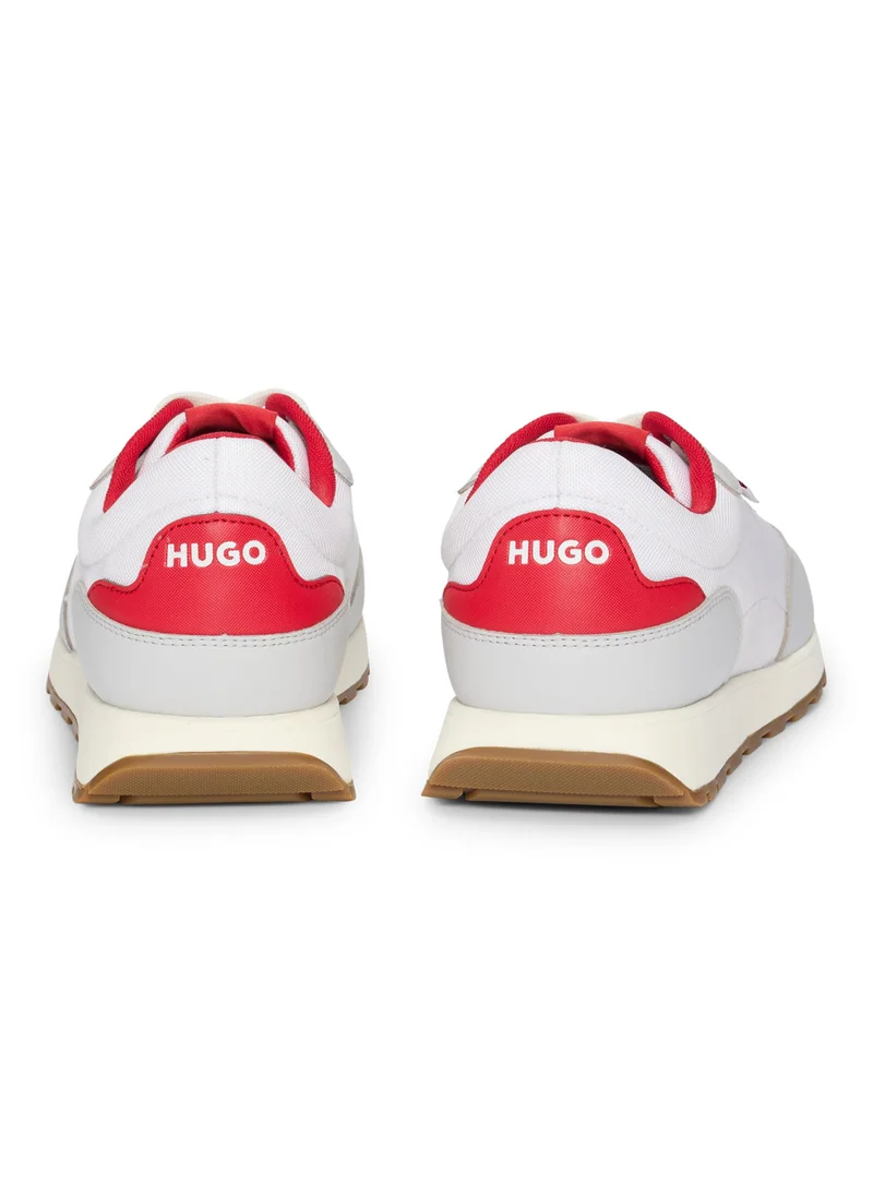 هوجو Mixed-material trainers with logo flag