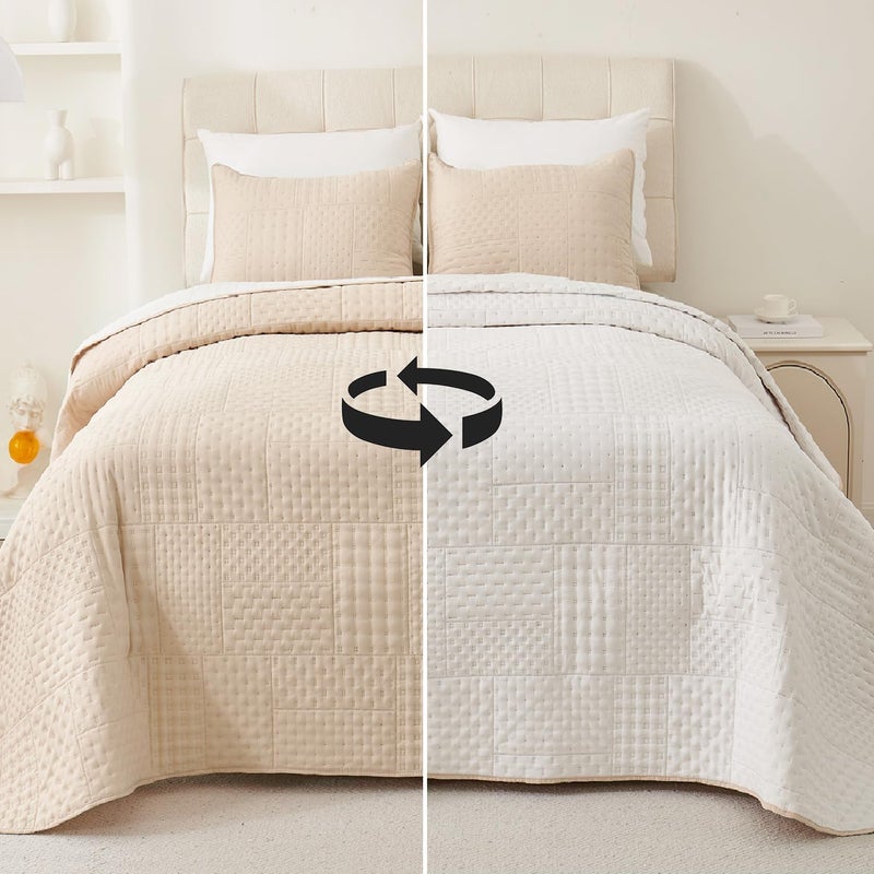 Cmfshape Lightweight Quilt Queen Size Bedspread â€“ Soft Microfiber Queen Quilt Sets with Shams, Summer Quilt Coverlet Bedding, Queen Bed Full Size Bedspread Set - Image 1
