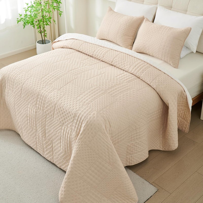 Cmfshape Lightweight Quilt Queen Size Bedspread â€“ Soft Microfiber Queen Quilt Sets with Shams, Summer Quilt Coverlet Bedding, Queen Bed Full Size Bedspread Set - Image 4