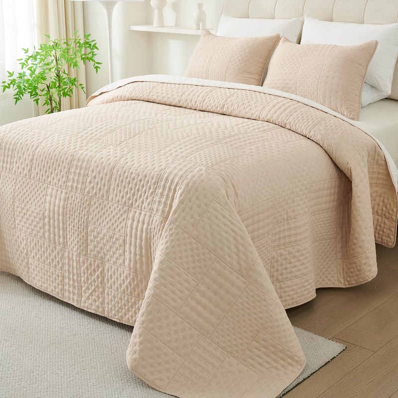 Cmfshape Lightweight Quilt Queen Size Bedspread â€“ Soft Microfiber Queen Quilt Sets with Shams, Summer Quilt Coverlet Bedding, Queen Bed Full Size Bedspread Set - Image 3