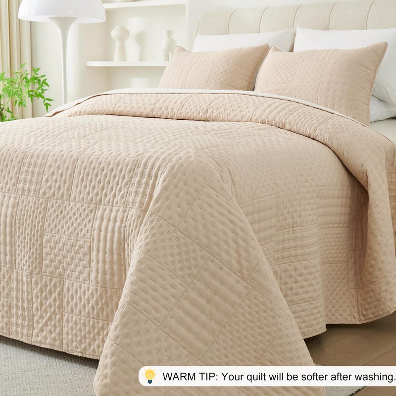 Cmfshape Lightweight Quilt Queen Size Bedspread â€“ Soft Microfiber Queen Quilt Sets with Shams, Summer Quilt Coverlet Bedding, Queen Bed Full Size Bedspread Set - Image 5