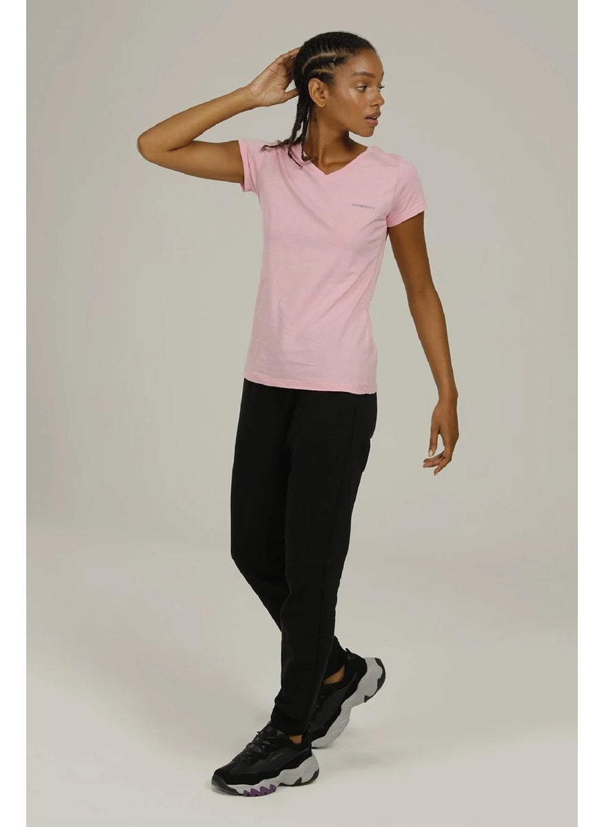LUMBERJACK - V-Neck Regular Fit Pink Women's T-Shirt 2SCT1323FX - Image 1