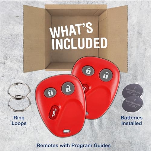 KeylessOption Key Fob Replacement for 2003 2004 2005 2006 2007 Chevrolet Chevy Silverado Suburban Tahoe GMC Sierra Yukon Cadillac Escalade Hummer H2 Keyless Remote, 3-Button LHJ011 Red - 2 Pack - Image 3