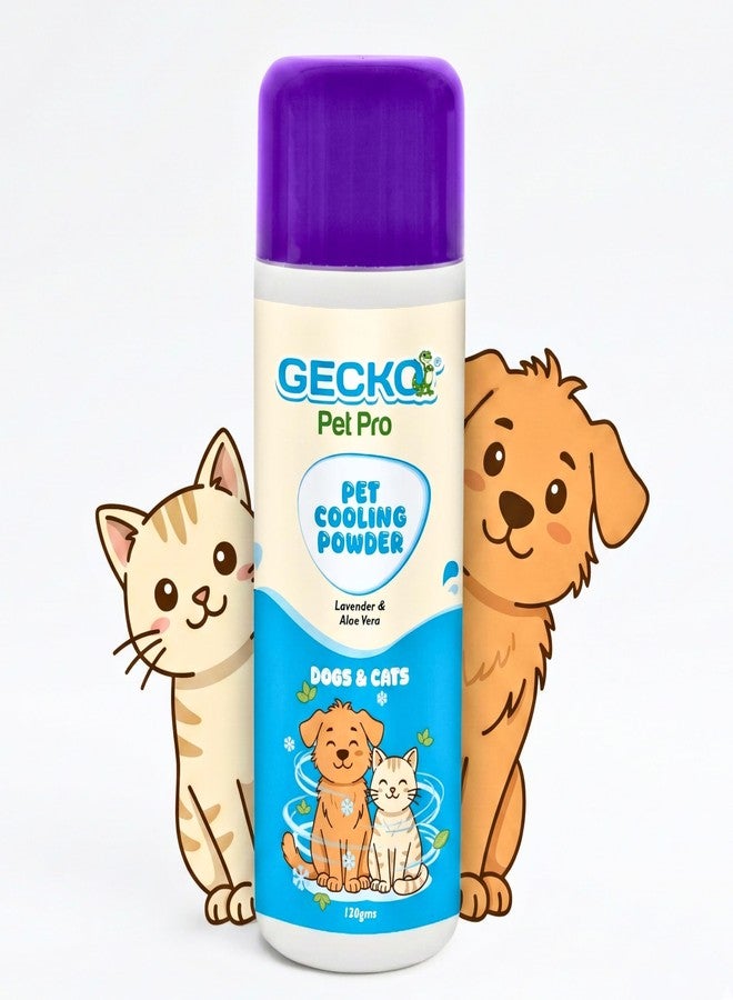 Gecko Pet Pro 2X Pet Cooling Powder for Dogs & Cats | Lavender & Aloe Vera | Extra Strength Deodorizer for Strong Odor Control | Summer Cooling Powder | Safe for Regular Use | 120g |(Pack of 1) - Image 1