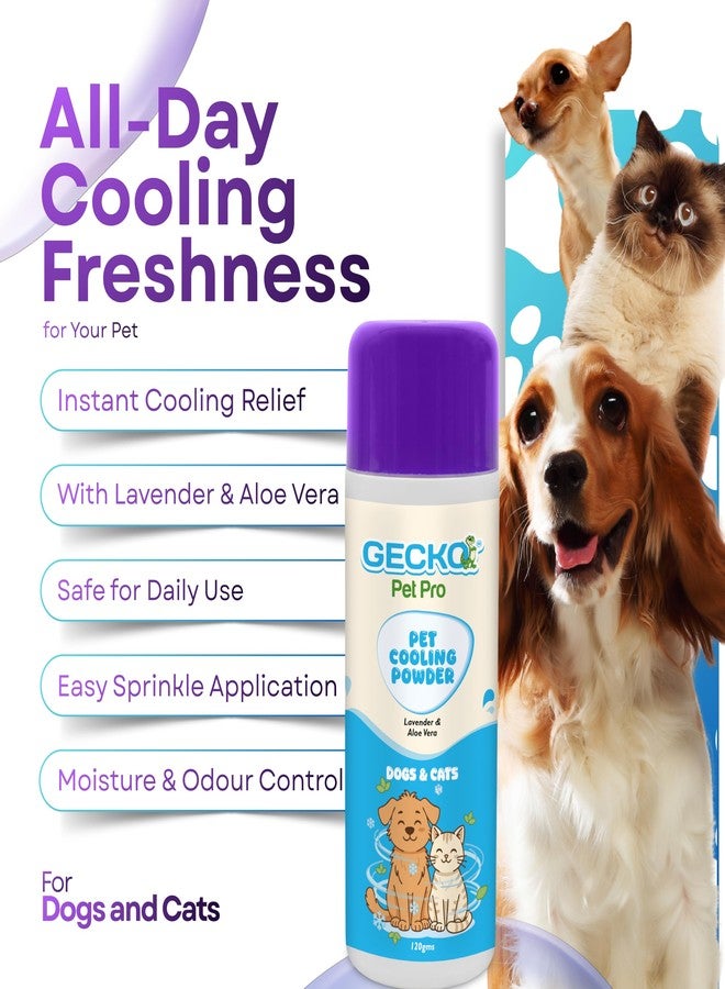 Gecko Pet Pro 2X Pet Cooling Powder for Dogs & Cats | Lavender & Aloe Vera | Extra Strength Deodorizer for Strong Odor Control | Summer Cooling Powder | Safe for Regular Use | 120g |(Pack of 1) - Image 3