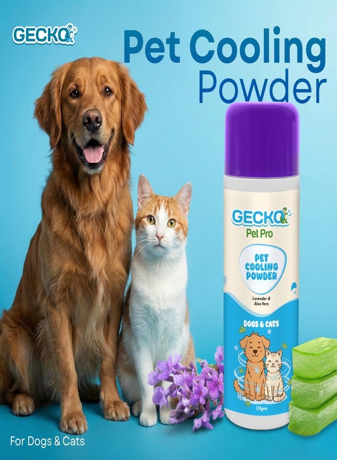 Gecko Pet Pro 2X Pet Cooling Powder for Dogs & Cats | Lavender & Aloe Vera | Extra Strength Deodorizer for Strong Odor Control | Summer Cooling Powder | Safe for Regular Use | 120g |(Pack of 1) - Image 2