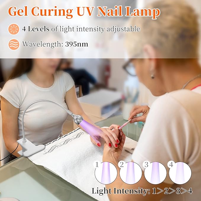 Aiseely UV Glue Curing Lamp AISEELY Nail Dryer LED Nail Lamp 3W USB Glue Lamp Ultraviolet Violet Light with Clip and Switch for Mobile Phone and Circuit Board Repair Silver  - Image 3