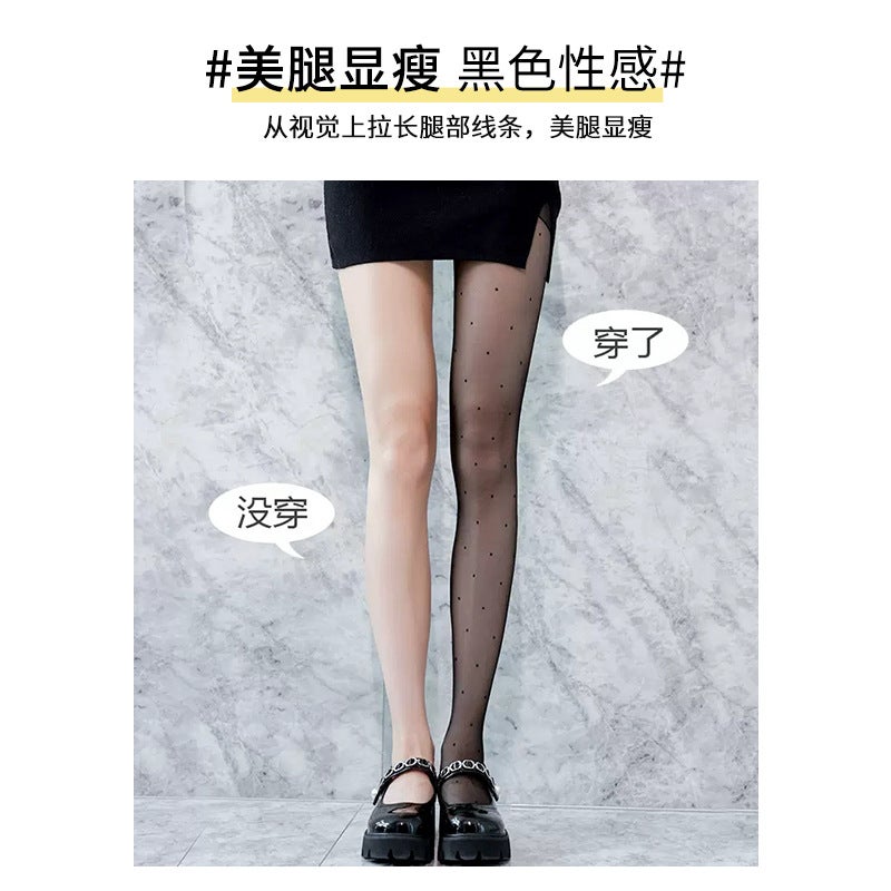 Ultra-Thin Black Silk Dot Printed Stockings Anti-Snagging Black Pantyhose Summer Sun Protection Skin Care Leggings - Image 5