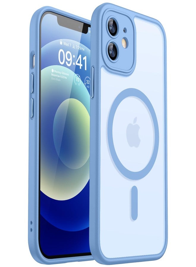 كانشن جراب CANSHN مغناطيسي متوافق مع iPhone 12 (6.1 بوصة)، مُحسّن [حماية كاملة للكاميرا] [متوافق مع MagSafe] [شفاف غير لامع] غطاء حماية للهاتف مقاوم للصدمات، أزرق فاتح - Image 1