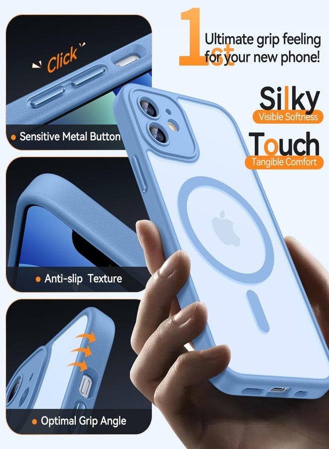 كانشن جراب CANSHN مغناطيسي متوافق مع iPhone 12 (6.1 بوصة)، مُحسّن [حماية كاملة للكاميرا] [متوافق مع MagSafe] [شفاف غير لامع] غطاء حماية للهاتف مقاوم للصدمات، أزرق فاتح - Image 5