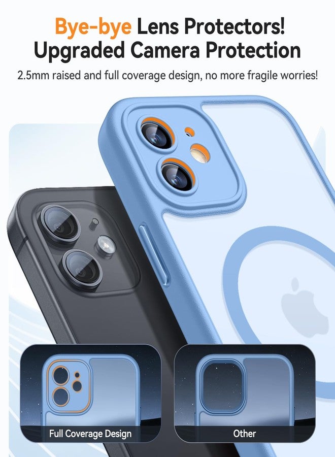كانشن جراب CANSHN مغناطيسي متوافق مع iPhone 12 (6.1 بوصة)، مُحسّن [حماية كاملة للكاميرا] [متوافق مع MagSafe] [شفاف غير لامع] غطاء حماية للهاتف مقاوم للصدمات، أزرق فاتح - Image 3