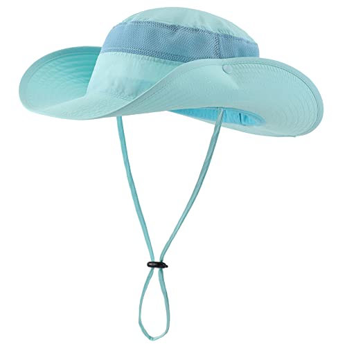 Connectyle UV Protection Bucket Hat for Men Adjustable Cowboy Sun Hat Wide Brim Fishing Hunting Hiking Outdoor Hats Light Blue - Image 2