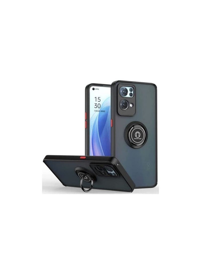 general Hybrid Case with Ring For OPPO Reno7 Pro 5G Black - Image 1