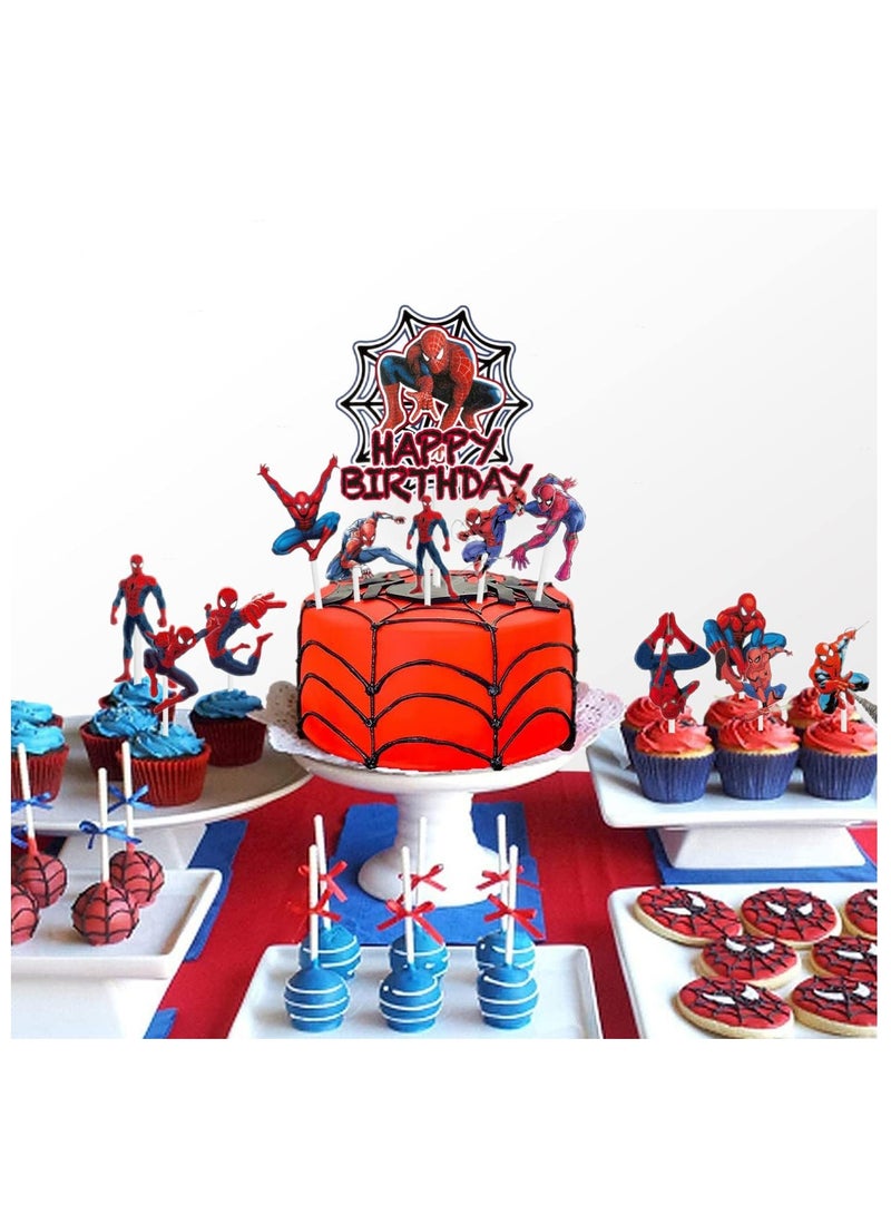 SYOSI 13 PCS Spider Cake Topper Set - Hero Cake Decorations for Man Theme Birthday, Ideal Party Supplies for Parallel Universe Theme Events - Image 4