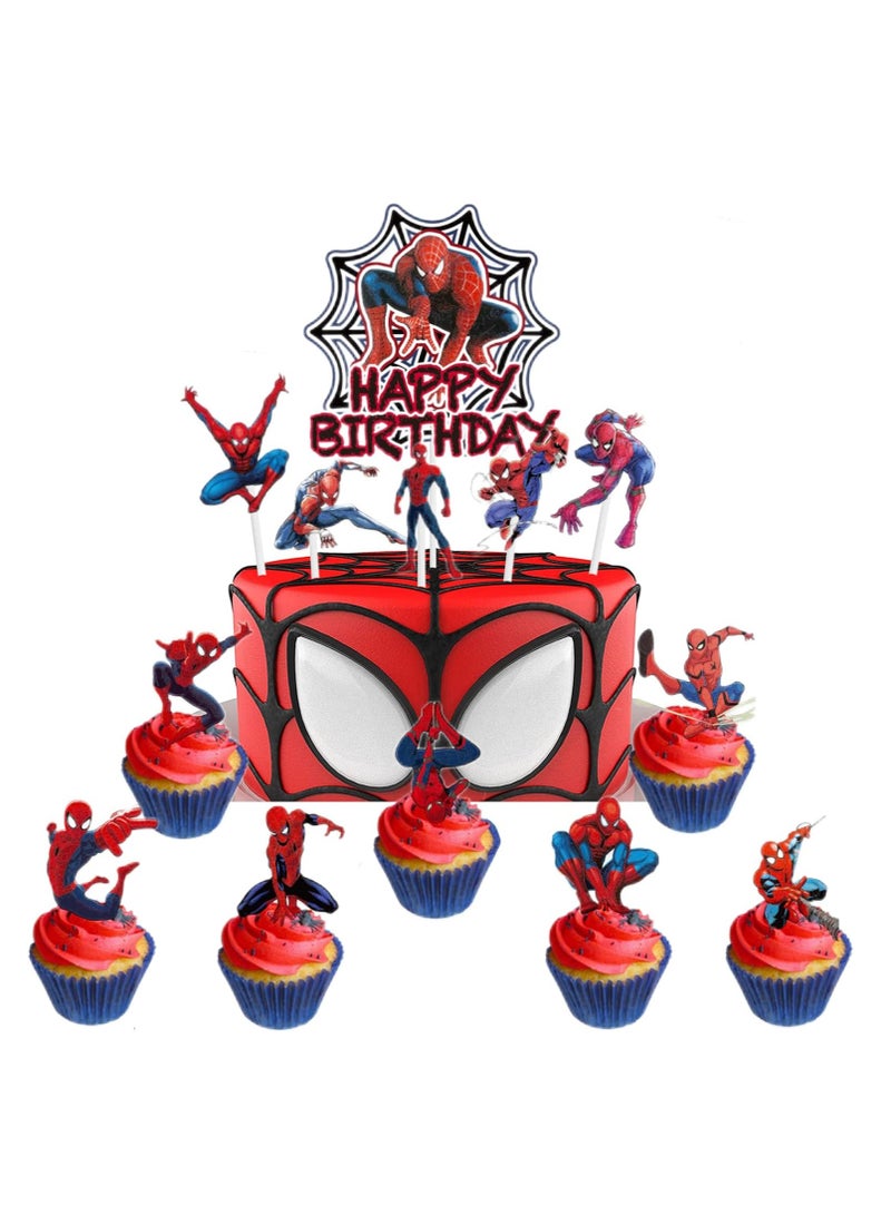 SYOSI 13 PCS Spider Cake Topper Set - Hero Cake Decorations for Man Theme Birthday, Ideal Party Supplies for Parallel Universe Theme Events - Image 2