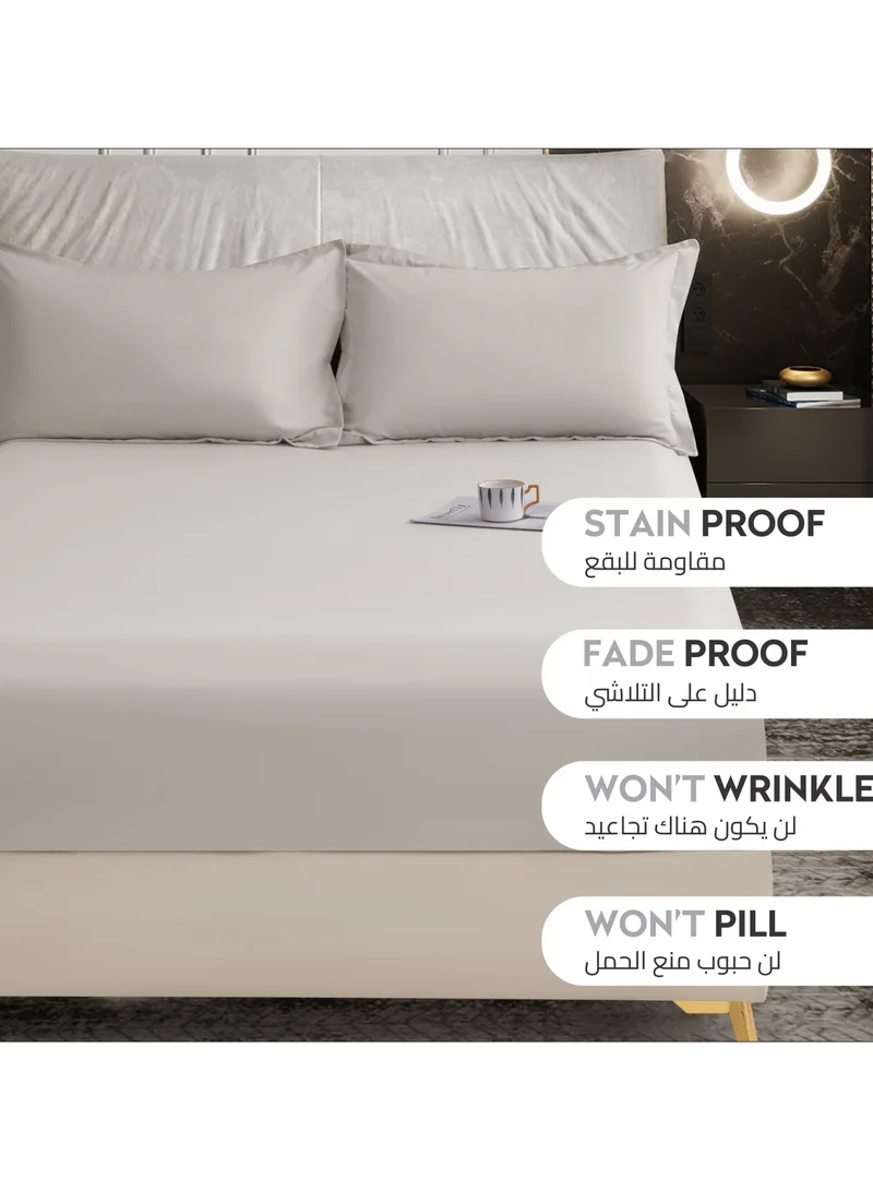 Donetella Bedding Fitted Sheet - Fits 120x200 Cm Bed For Twin Bed 2 Pcs (1 Fitted Sheet and 1 Pillowcase) - 30 Cm Deep Pocket - Solid Bed Sheet