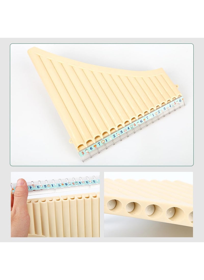 Semme Pan Flute 18 pipe panflute Flute Instrument Flute with Mouthpiece for students and beginners Off White  - Image 3