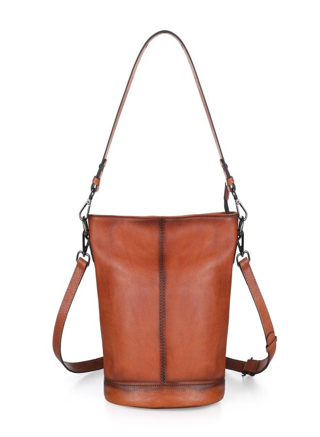 BILIYA Genuine Leather Bucket Bag for Women Vintage Brown Shoulder Crossbody Handbag Soft Real Cowhide Purse Gift Ready Everyday Tote - Image 1