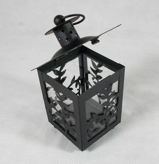 KERFORA HOMETIC EuropeanStyle Hanging Glass Metal Lantern Candle Holder Square Decorative Candle Lantern with Metal Stand - Image 4