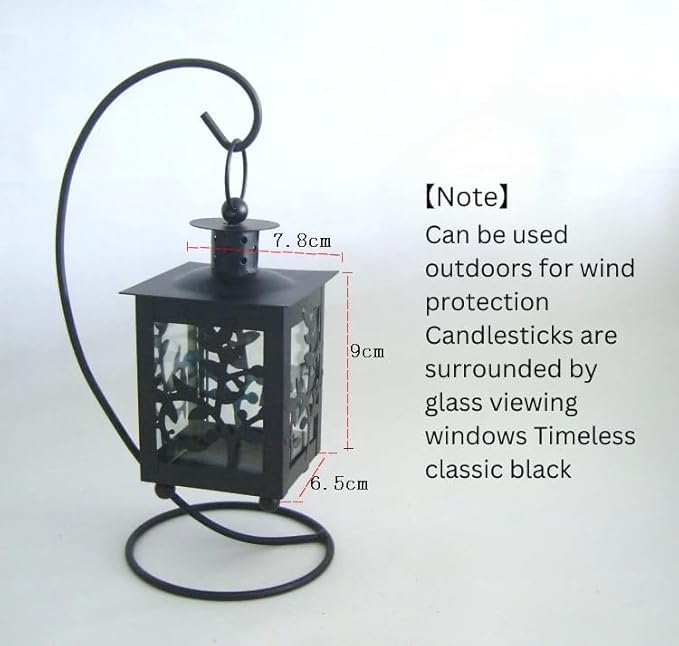 KERFORA HOMETIC EuropeanStyle Hanging Glass Metal Lantern Candle Holder Square Decorative Candle Lantern with Metal Stand - Image 3